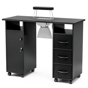 Table <span class=keywords><strong>de</strong></span> manucure portable blanche moderne et économique pour écoles, spas, salons <span class=keywords><strong>de</strong></span> beauté et usage commercial, avec plateau en verre, ventilateur d'extraction et dépoussiéreur - Product Image 3