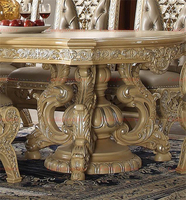 Meubles de salle à manger en bois massif d'Italie, table à manger en bois massif, table et chaises sculptées à la main, revêtement en cuir