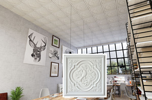 Pl39 màu trắng mờ treo gạch Trần PVC kiểu dáng đẹp và đương đại nghệ thuật Thiết kế không thấm nước - Product Image 3