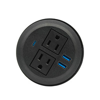 Multiprise de bureau encastrable US avec design à trou rond, charge rapide PD 20W et verrouillage par torsion