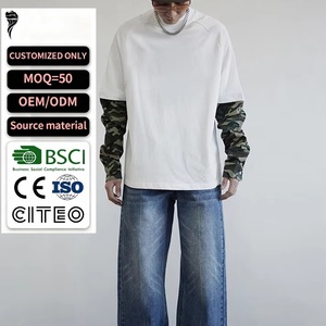 เสื้อยืดคอตตอน 100% แขนสองชั้นทรงหลวมแบบแร็กแลน ลายพราง ขายดี - Product Image 1
