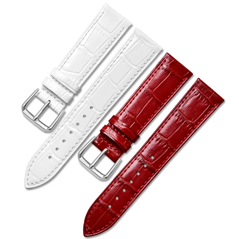 high quality genuine calf skin Bamboo black brown red white genuine leather watch strap bands