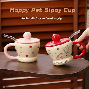 Creative Hand-Pinched Cute <b>Bunny</b> <b>Mug</b> Lid Straw High Quality Bone China Heat-Resisting Durable Ceramic Cup for Coffee Tea Water - Product Image 5