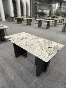 Table à manger de luxe moderne en pierre naturelle de Patagonie brésilienne, couleur beige polie, épaisseur de 18 mm, garantie à vie pour les hôtels - Product Image 2