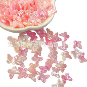 Pink Acrylic Butterfly <b>Beads</b> With Center Hole For DIY Jewelry Making Wholesale By Weight - Product Image 1