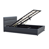 Neues Design Double Size Hellgraues PU-Aufbewahrung sbett mit LED