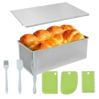 MIXWARES Ensemble de moules à pain rectangulaires ondulés – Moule de cuisson antiadhésif pour pain de mie, capacité 450 kg, outil de pâtisserie pour la maison et la cuisine