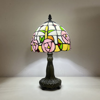 Lampu Meja Gaya Lightslighting 8 Inch Red Dragonfly Art HFBH Terverifikasi Lampu Meja Kaca Patri Hijau untuk Ruang Tamu Kamar Tidur
