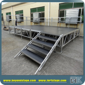 Scène en aluminium 1x2m à connexion rapide, plateforme de scène rectangulaire portable noire, structure de scène - Product Image 6