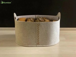 New Upgrade <strong>Large</strong> <strong>Basket</strong> for Firewood Blanket Magazines Strong <strong>Log</strong> <strong>Basket</strong> Fireplace Accessories Felt Bin for Living Room Mudroom - Product Image 4