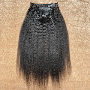 Yaki Kinky 直发夹式接发件 100% 人发 天然无缝 厚实丰盈 柔软 可重复使用 易于安装 - Product Image 2