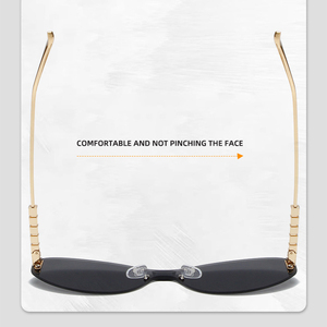 แว่นกันแดดชิ้นเดียวแบบเรียบง่ายเลนส์ใสรูปผีเสื้อเฉดสีหรูหราแว่นตาโลหะไร้ขอบสำหรับผู้หญิงดีไซน์เนอร์ตาแมวไร้ขอบ - Product Image 6