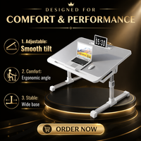 Bureau d'ordinateur pliable à hauteur réglable, support portable pour ordinateur portable, table de lit avec tiroir pour le travail, l'étude et les enfants à domicile ou au bureau