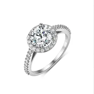 Moissanite 925เงินสเตอร์ลิงแหวนแต่งงานหมั้นผู้หญิงแหวนแต่งงานปรับเครื่องประดับแฟชั่น18พันแหวนทอง