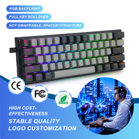 Clavier de jeu mécanique filaire RGB à 61 touches, clavier de jeu USB compact pour configurations PC Esports et commandes en gros B2B OEM