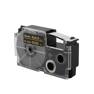 Tatrix 18mm Or sur Noir Bande D'étiquettes Compatible Cartouche XR-18BKG pour Casio KL-820 Imprimante