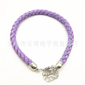 Pink Braided Leather Cord <b>Bracelet</b> 6Mm Single Layer With Metal Clasp For Gift Jewelry - Product Image 2