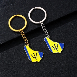 Llavero con mapa de <span class=keywords><strong>bandera</strong></span> de <span class=keywords><strong>Barbados</strong></span> esmaltado de fábrica, llavero con colgante de mapa de <span class=keywords><strong>Barbados</strong></span> esmaltado chapado en oro de 18 quilates - Product Image 6