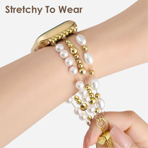 <span class=keywords><strong>Bracelet</strong></span> à perles <span class=keywords><strong>compatible</strong></span> avec le <span class=keywords><strong>bracelet</strong></span> <span class=keywords><strong>Apple</strong></span> <span class=keywords><strong>Watch</strong></span>, <span class=keywords><strong>bracelet</strong></span> extensible en perles faites à la main pour femmes, pour iWatch Series - Product Image 3