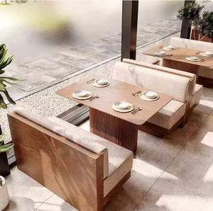 Muebles <span class=keywords><strong>de</strong></span> Restaurante, Sofá para Cafetería, Banqueta Semicircular para Comida Rápida, Juego <span class=keywords><strong>de</strong></span> Mesa y Sillas <span class=keywords><strong>de</strong></span> Madera para Comedor - Product Image 3