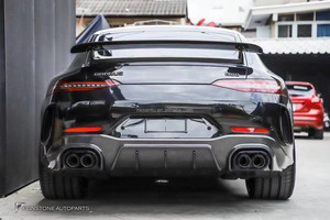 Kit carrosserie pour Mercedes AMG GT63, style Babos amélioré, en fibre de carbone : Lame avant, jupes latérales, diffuseur, spoiler, tuyau d'échappement - Product Image 6
