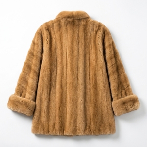 <span class=keywords><strong>Abrigo</strong></span> de invierno casual para mujer, cortavientos, de visón auténtico, con capucha de poliéster, puños enrollables y cuello plegable, color Toffee Gold Chevron. - Product Image 6