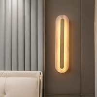 Applique murale LED moderne minimaliste en cuivre massif et albâtre, lumière blanc chaud 3000K pour mur de fond, salon, escalier, couloir