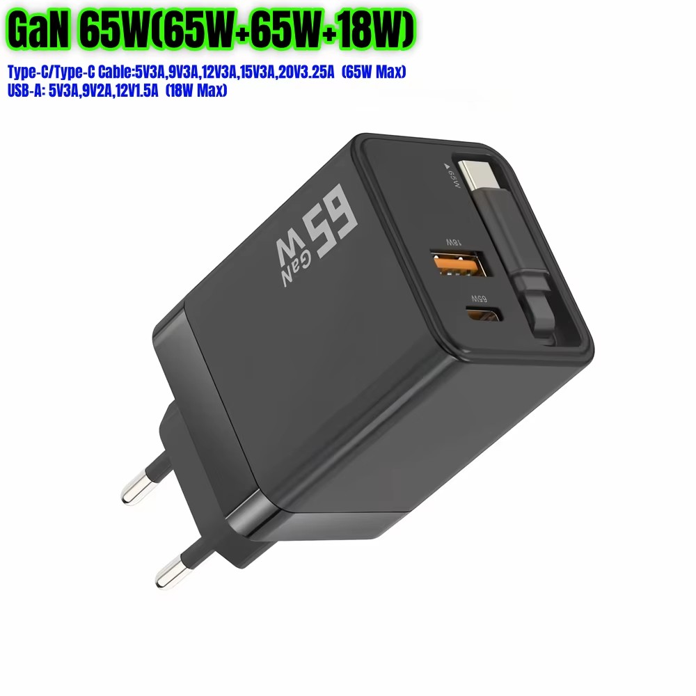 cargador ue negro 65w