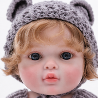 Poupée Reborn de 20 pouces entièrement en vinyle avec chapeau à oreilles d'ours en crochet, barboteuse et jouet ours en crochet, poupée nouveau-né pour jeu d'imitation