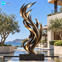 Sculpture abstraite moderne en bronze, flamme, finition artisanale en laiton et cuivre, art personnalisé pour hôtel, cour, parc culturel, place publique