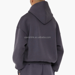 Pull bleu blanc sweats à capuche hommes Streetwear unisexe français éponge recadrée à capuche hommes Logo personnalisé haute qualité sweat à capuche surdimensionné - Product Image 6