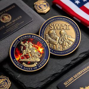 Moneta Commemorativa in Metallo Placcato della Sfida SWAT di San Giorgio, Santo Patrono dell'Armatura, della Legge, della Devozione, del Cavaliere, del Coraggio, Souvenir da Collezione - Product Image 2