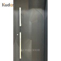 Puerta de Entrada Moderna de Alta Gama, Personalizada, con Diseño Curvo 3D y Ranuras, de Aluminio Fundido Doble, con Cerradura Inteligente para Casa o Villa