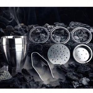 Elegante y Moderna Cazoleta de Acero Inoxidable Duradera e Impermeable para Cachimba con Bandejas de 2 Niveles para Carbón y Tabaco, Incluye Pinza para Carbón - Product Image 3