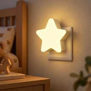 Lámpara Nocturna LED Estrella al por Mayor con Sensor de Anochecer a Amanecer, Luz Cálida 2700K, Enchufe EU/UK, Lámpara Decorativa Interior - Product Image 1