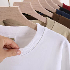 T-shirt pour homme en coton 100% de 300 g/m², col rond, épaules tombantes, couleur unie, décontracté, manches courtes, logo personnalisé ODM - Product Image 3