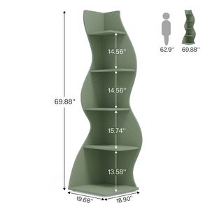 목재 코너 선반 모던 5단 벽 코너 책장 스타일리시 거실 및 침실 소형 책장 수납 선반 - Product Image 6