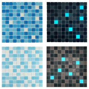 Prix ​​bas, mosaïque de carreaux de piscine en cristal de verre luminescent bleu mélangé, qui brille dans le noir - Product Image 1
