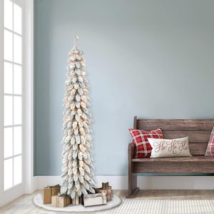 Árbol de Navidad Artificial de Pino Metálico Verde, Preiluminado, de 6' con Efecto Nevado, Estilo <span class=keywords><strong>Alpino</strong></span> - Product Image 1