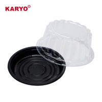 KARYO Boîte en plastique 161H avec logo personnalisé Boîte à gâteaux ronde de qualité alimentaire avec couvercle transparent