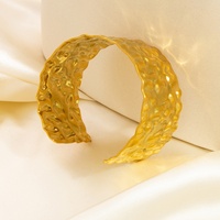 Gelang terbuka baja tahan karat berlapis emas 18K tekstur dipalu unik sederhana grosir gaya Vintage SUMMLY