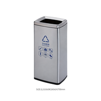 Poubelle rectangulaire commerciale en acier inoxydable de 30 L avec couvercle ouvrant, pour tri sélectif, idéale pour hôtels et cuisines intérieures