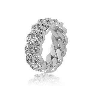 Bague Hip Hop Premium en Argent 925 Vermeil Or, Moissanite VVS, style Urbain, avec grappe de pierres en ligne unique, passe le testeur de diamant - Product Image 1