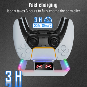 Estação de Carregamento Dupla com Display LED RGB de 14 Cores para Controles de Playstation 5 PS PS5 2 Pro <span class=keywords><strong>Slim</strong></span> Acessórios para Gamepad Joystick - Product Image 4