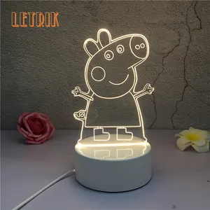 Grosir LED Hadiah Natal Figur Akrilik Kartun 3D Lampu Malam