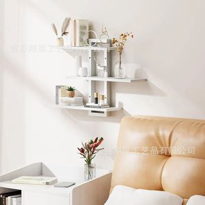 Wooden <b>Wall</b> <b>Mounted</b> <b>Shelf</b> Rectangle Home Living Room Storage Rack Durable <b>Wall</b> Mount Type Xh 81 - Product Image 2