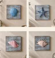 Décoration murale 3D coquillage et étoile de mer, plaque murale rustique marine vieillie, panneau mural en bois pour salle de bain, salon, décoration intérieure