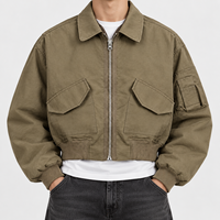 Blouson Bomber Boxy 500GSM en Nylon et Coton Rembourré, Coupe Courte, Multi-Poches, Style Vintage pour Homme
