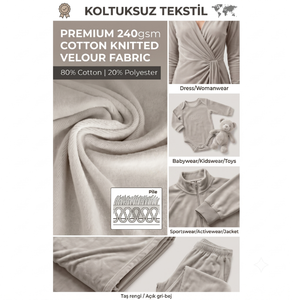 ผ้ากำมะหยี่ถักเนื้อหินคอตตอนพรีเมียม 240gsm ผสมคอตตอน 80% โพลีเอสเตอร์ 20% แบบม้วน สำหรับขายส่งเสื้อผ้า - Product Image 3