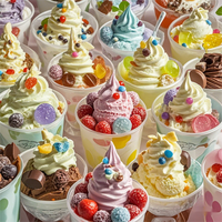 Coupe cône gaufré à la crème glacée jetable de 8oz personnalisée pour dessert, yaourt, gâteau au fromage bol de tasse de crème glacée